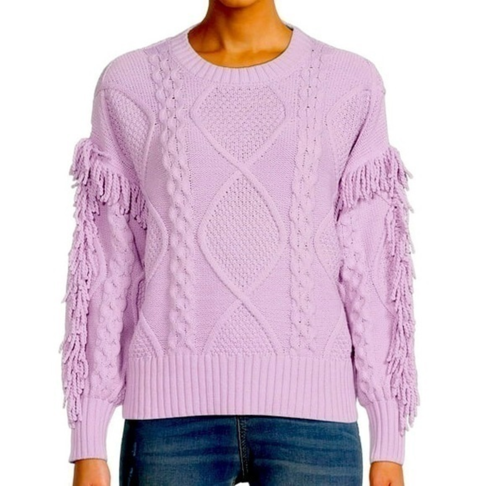 NWT‎ Lilac Women’s Jasper Fringe Long Sleeve Sweater.